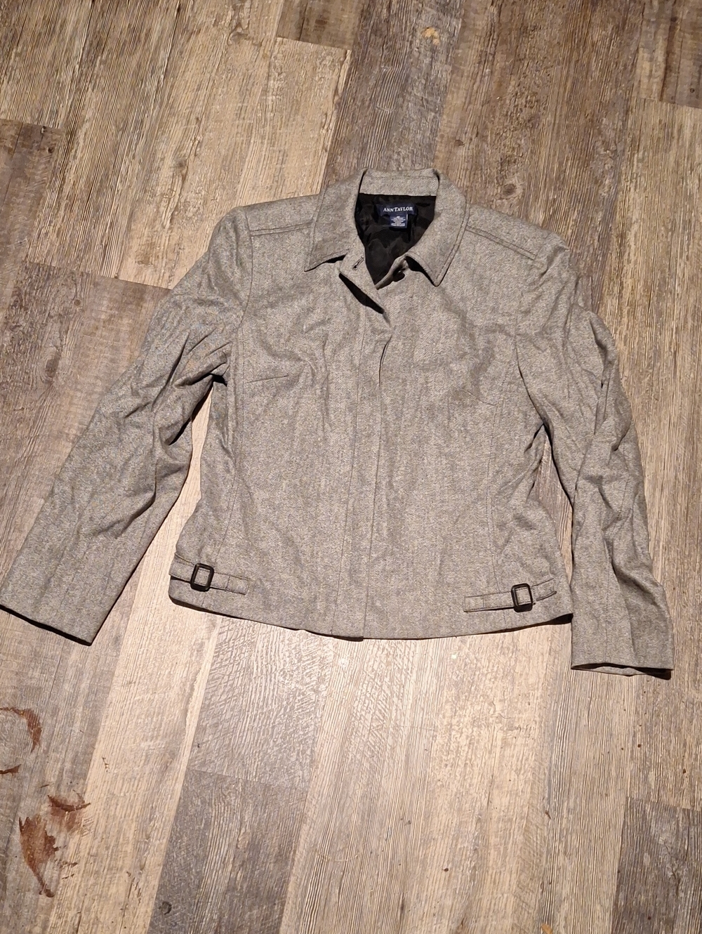 Ann Taylor Light Gray Tailored Wool-Blend Jacket